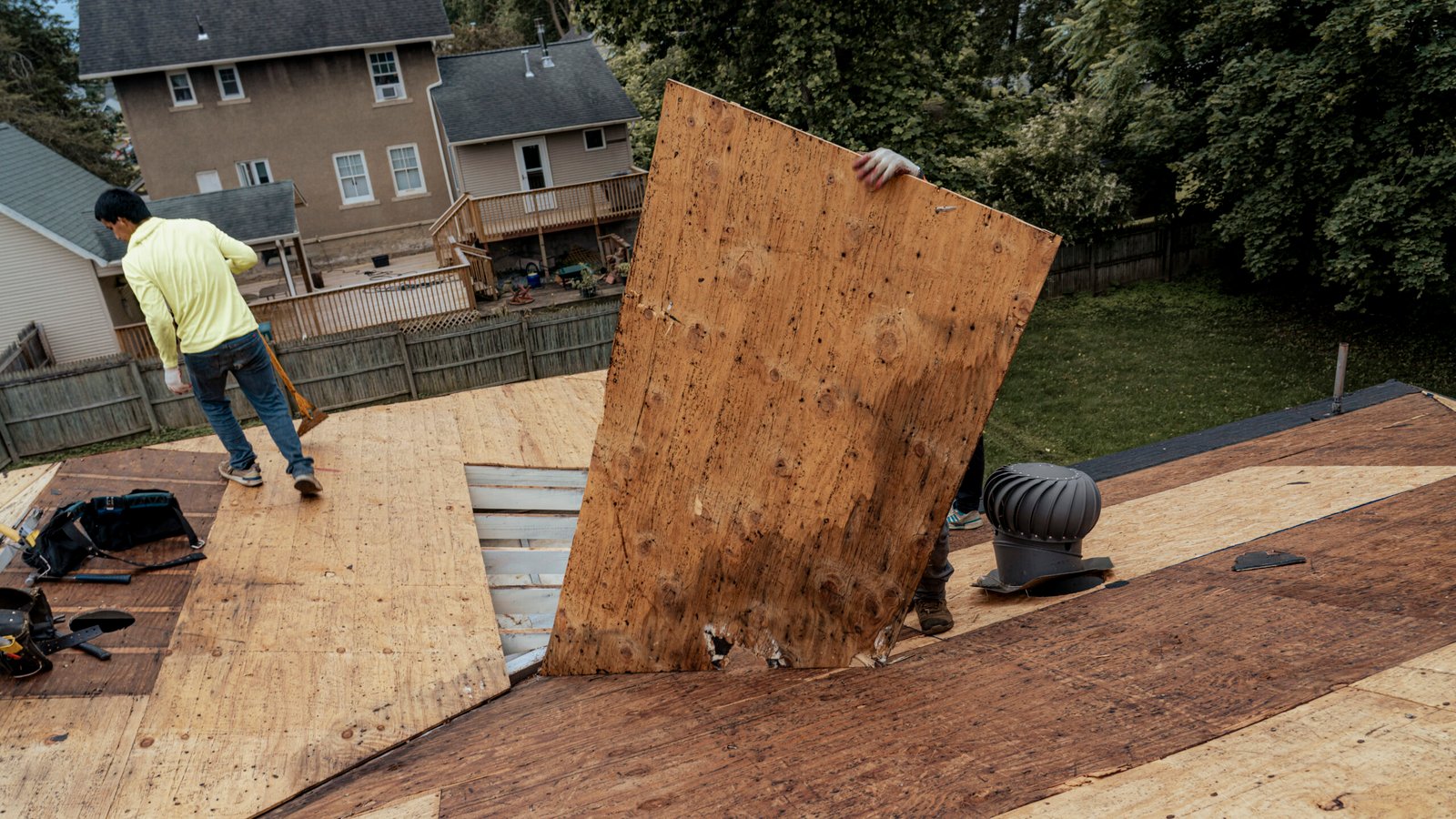 Roof Monster crew replacing an asphalt shingle roof at 316 Elliot Street in Scotia, NY